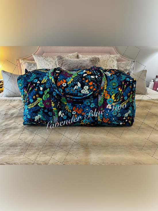 Vera Bradley Handbags - VERA BRADLEY Midnight Floral 2013 XL Duffle Bag Navy Turquoise Lightweight Y2K